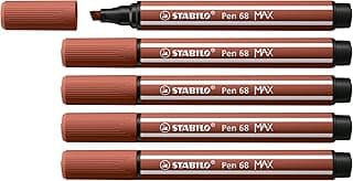 STABILO Rotulador Premium punta biselada (1 + 5 mm) Pen 68 MAX - Caja de 5 - Color Siena
