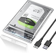 POSUGEAR Carcasa Disco Duro 2,5", USB 3.0 Caja Disco Duro para HDD SSD SATA I/II/III de 7mm y 9.5mm de Altura con Cable USB, Sopporta UASP&Trim, no Requiere Herramientas-Transparente Caja