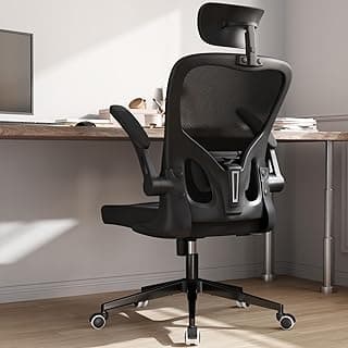 Monhey Silla de Oficina - ergonómica con Soporte Lumbar y reposabrazos abatibles Sillas de Escritorio para Oficina en casa Silla de Escritorio Rockable High Back giratoria para