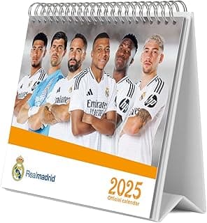 Calendario sobremesa 2025 Real Madrid 24/25 - Calendario 2025: base resistente | Calendario mesa 2025, Planificador mensual: con espacio para anotar y vista mensual global