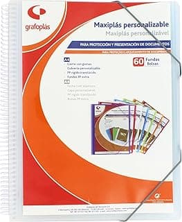 Grafoplás 39846000. Carpeta Fundas Personalizable, Maxiplás, 60 Fundas, Natural, 30.8 x 24 x 22