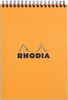 Rhodia 16501C - Bloc de notas (con espiral doble, DIN A5, a rayas, 80 g, 14,8 x 21 cm, 80 hojas), color naranja