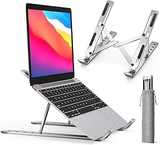 ivoler Soporte Portátil Mesa 6 Ángulos Ajustables, Aleación de Aluminio, Soporte Ordenador Portatil Ventilado Plegable para 10-15.6”Macbook, DELL, Chrome, Otros Portátiles y Tableta - Plata