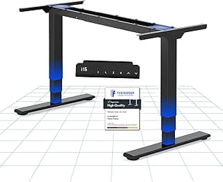FLEXISPOT EC5 Lite Escritorio Elevable Eléctrico con 2 Motores y 3 Etapas Escritorio Ajustable en Altura de Acero con 4 Funciones de Memoria Standing Desk, Carga de 100kg(Marco en Negro)