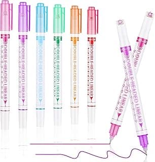 OFFCUP Rotuladores de Resaltado de Curvas, 6pcs Juego de Rotuladores de Resaltado Curvo, Bolígrafos de Punta Doble con 6 Formas de Curva Diferentes Puntas Finas, para Escribir Dibujo
