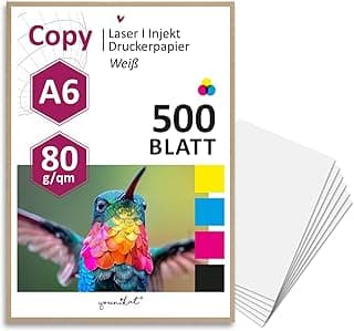 Younikat I 500 hojas en blanco 80 g/m² de papel blanco I Papel para fotocopiadora I Tamaño DIN A6 I dv1310