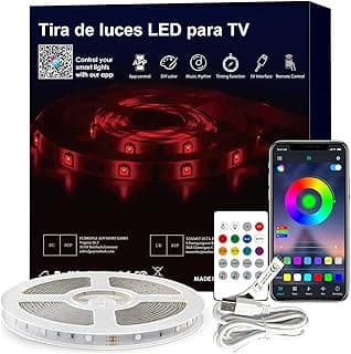 Tira de luces LED para TV, kit de retroiluminación USB de TV con control remoto, sincronización de control de aplicación con música, iluminación LED RGB para HDTV (3m para TV de 45 a 60 pulgadas)