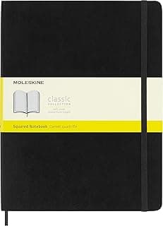 Moleskine Cuaderno Clásico con Hojas Cuadriculadas, Tapa Blanda y Cierre Elástico, Color Negro, Tamaño Extra Grande 19 x 25 cm, 192 Hojas