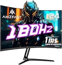 Amzfast Monitor Gaming Curvo 24'' - 180Hz, Full HD 1920x1080, 1ms MPRT, AMD FreeSync, sRGB 130% / DCI-P3 97%, HDMI 1.4 + DP 1.2, Filtro de luz Azul, VESA 75x75, AMZG24C1