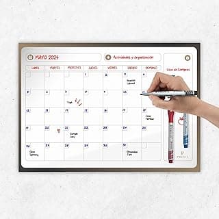 PREVIS Pizarra Calendario Pared Adhesivo A3 40x30cm con 3 Rotuladores - Planificador Mensual Cocina, Escritorio, Habitación, Oficina - Wall Calendar 2025 Planner