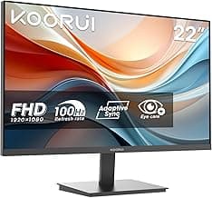 KOORUI E2212F Monitor 22 Pulgadas, Full HD VA 100Hz, 1920x1080, 3000:1, 5ms, 99% SRGB, 72% NTSC, HDMI 1.4, VGA, Eye Care, Adaptive Sync, VESA, Inclinable, Pantalla Ultra Fina y Ligera