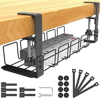 Bandeja Organizador de Cables Escritorio, Bandeja de Gestión Cables Debajo Mesa, Accesorios para Almacenar y Esconder Cables, Regleta de Soporte para Ordenador,Oficina