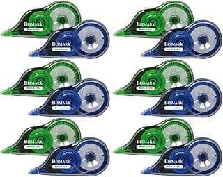 Bismark - Tipex Cinta Correctora Blanca, 5 mm x 12 metros, Set Cintas Correctoras Ideal para Material Escolar y Papeleria Oficina, Útil para Borrar y Escribir de Inmediato (Pack de 12)