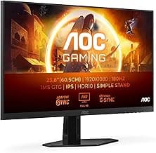 AOC Gaming 24G4XE - Monitor FHD 24 Pulgadas, Plano, 180 Hz, 1 ms, FreeSync Prem., G-Sync Comp., HDR10 (1920x1080, HDMI, DisplayPort, IPS) Negro