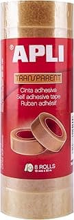APLI 12490 - Cinta adhesiva celo transparente 19 mm x 33 m, 8 unidades