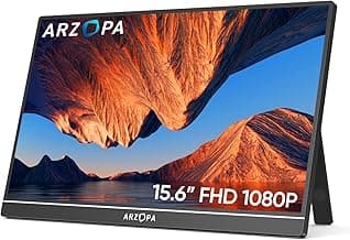 ARZOPA Monitor portátil, Monitor Portátil IPS FHD de 15,6" 1920 × 1080 con Soporte, Segunda Pantalla Ultradelgada para Computadora Portátil/PC/Mac/PS3/4/5/Xbox - A1