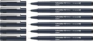 Schneider Pictus - Rotuladores de punta fina (grosor de trazo 0,1 mm, revestimiento de pigmento indeleble, punta revestida de metal, carcasa de 85% plástico reciclado), 6 unidades, color negro