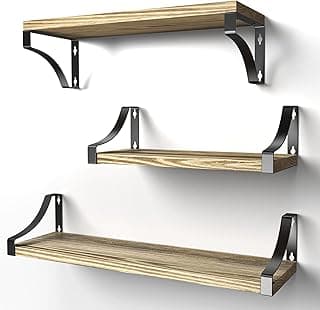Pipishell Baldas Pared Estanteria de 3 Niveles Estante Madera Ideal para Dormitorio Sala Estar Estudio la Oficina en el Hogar etc (Marrón)