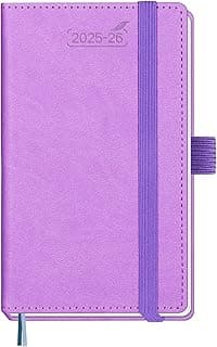 BEZEND Agenda 2025 2026 Semana Vista Pequeña 15,5 x 9 cm, 18 Meses Agenda Escolar de Bolsillo de Jul.25 a Dic.26, A6 Planificador Semanal con Tapa Dura Cuero PU - Lavanda