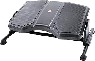 hjh OFFICE 830012 Reposapiés de Oficina PODI II Soporte para pies Ajustable en Altura e inclinación, Antideslizante, Apoya pies ergonómico, Negro