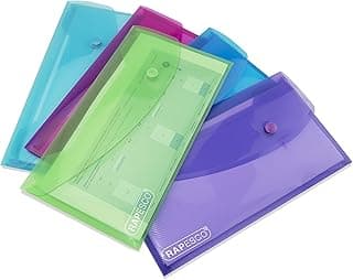 Rapesco 0690 ECO Carpeta Sobre Portafolios con Broche, DL, Colores Surtidos Transparentes, Paquete de 5