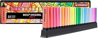Marcador fluorescente STABILO BOSS ORIGINAL - Set de escritorio ARTY con 23 colores