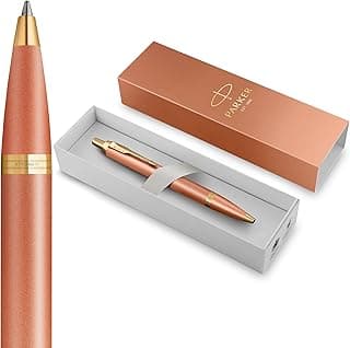 Bolígrafo Parker IM Writing Rituals | acabado en Naranja degradado | y adornos dorados | punta media | tinta azul | estuche de regalo