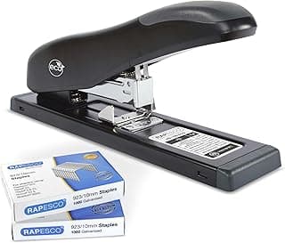 Rapesco 1307 ECO HD-100 Grapadora de Gruesos con 2000 Grapas Tipo 923/10mm, Capacidad para 100 Hojas, Negro