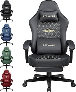 GTPLAYER Silla de Gaming de Tela, ergonómica, Silla de Oficina, PC, Capacidad de Carga de 150 kg, Silla de Escritorio Ajustable y giratoria con cojín de muelles y reposapiés, Gris