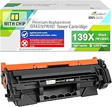GREENPRINT 【con Chip】 139X W1390X (139A W1390A) Cartucho Tóner Compatible Negro Alta Capacidad 4000 Páginas para 3002dw 3002fdw 3102fdw 3102fdne No Funciona con H P + Cuyo Modelo Termina en e