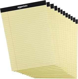 Amazon Basics Bloc de notas legales, 50 Unidad, Paquete de 12, letter diseño de Canary