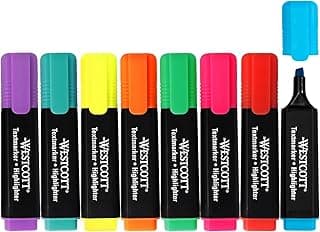 Westcott Rotuladores fluorescentes, 8 unidades, surtido | Rotuladores fluorescentes en colores vivos | Grosor del trazo: 2-5 mm | Tinta premium de Alemania | E-744252 00