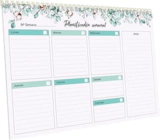Planificador Semanal A4 Horizontal – Agenda Día por Página, Calendario de Pared, Organizador de Escritorio Papelería para Oficina y Material Escolar