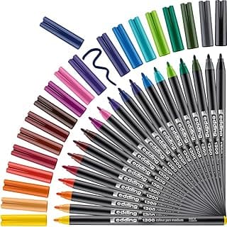 edding 1300 rotulador de color de trazo medio - multicolor - 20 rotuladores - punta redondeada 2 mm - rotulador para dibujar y escribir - rotulador para el colegio, mandalas, Bullet Journals