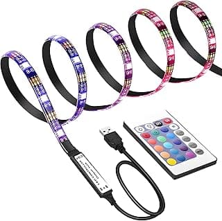 1M Tira de luz LED, iluminación LED impermeable multicolor para TV, PC, escritorio, cinta adhesiva de doble cara, adecuada para la decoración, Incluír control remoto de 24 teclas
