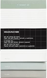 Miquelrius - Set de bloc de notas, Encolados, Base rígida de cartón, 3 blocs de notas de 48 hojas cada uno, Papel blanco 100 g/m²