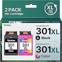 Redsee 301XL 301 XL Cartuchos de Tinta Remanufacturado para HP 301 Negro y Color Compatible Cartuchos de Tinta 301 para HP Deskjet 2450 1050 3050 Envy 4500 5530 4508 OfficeJet 2620(Negro/Color,2-Pack)