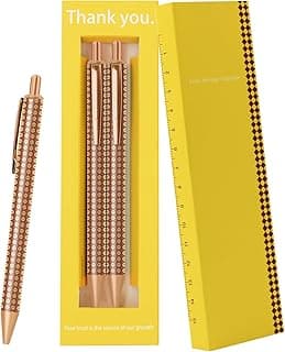 TUNJILOOL Bolígrafo Retráctil set, carcasa metálica, biros de push, 0,5mm punta, para adultos, niños, escuela, oficina, hogar(Amarillo*3)