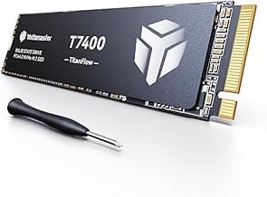 Yottamaster T7400 SSD 1TB M.2 PCIe Gen4x4 NVMe M.2 2280, Fino a 7450MB/s di velocità di lettura/scrittura, 3D TLC NAND, SSD da gioco Interno compatibile con PS5, PC e Laptop.