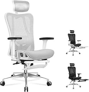 ALFORDSON Silla de Oficina Ergonómica de Malla con Reposabrazos 3D, Silla de Computadora de Estudio Ejecutivo con Reposacabezas y Reposapiés Ajustables, Silla para Juegos