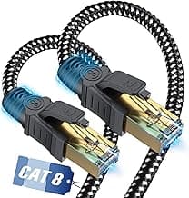 SWECENT Cable Ethernet Cat 8 1,5Metros, Cable tejido-Círculo Cable LAN 40Gbps 2000MHz con Conector RJ45, Compatible con Steam Deck PS5 PS4 Xbox X/S PC TV Box Router Servidor NAS Cat 7 Cat 6a