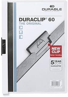 Durable 220902 Carpeta con clip Duraclip Original 60 (para 1-60 hojas A4), 25 piezas, blanco
