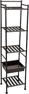 Amazon Basics Estante de con cesta, 5 niveles, 28.5P x 34.49W x 140.28H cm, Negro