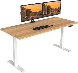 FLEXISPOT E6 Escritorio Elevable Eléctrico Premium con Tablero Entero-Certificado FSC(160X80)Standing Desk Mesa Elevable Ajustable en Altura con 4 Memoria Inteligente para Oficina y Hogar-Negro Blanco