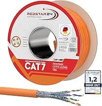 RedStar24 CAT 7 Cable Ethernet 100m - Cable de Red CAT7 LAN, Cobre, Cable de Datos CAT.7 Gigabit S/FTP, Categoría 7, Libre de Halógenos, PIMF, PoE, 10Gbit, Conexión de Red, Bobina 100 Metros