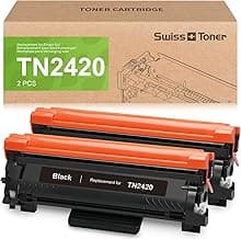 swiss toner TN2420 Cartucho de tóner Compatible con Tn2420 Toner Brother TN-2420 para Toner Brother MFC-L2710DW MFC-L2710DN MFC-L2730DW MFC-L2750DW HL-L2375DW DCP-L2510D DCP-L2530DW, 2X Negro