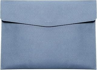 Skyzone Cartera de Documentos A4 en Cuero PU, Organizador Bolsas de Documentos de Viaje, Carpeta de Archivos Impermeable con Cierre a Presión, Estuche de Portafolios de Sobres (Azul)