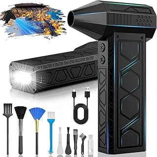 Soplador de Polvo Eléctrico,Potente 4 Velocidades 180000 RPM,2025 Aire Comprimido Limpieza PC con Luz Auxiliar LED Light/Iluminación para Ordenadores, Coches, Sofás