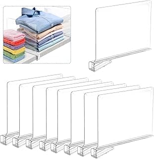 Luziyun 8 separadores de estantes de 30 x 20 cm, acrílico, multifuncional, adecuado para dormitorios, cocinas, estanterías de oficina, estantes inclinados y de armario