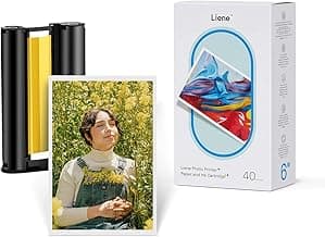 Liene Amber M100/M200, Pack de 40 Papeles Fotos & 1 Cartucho Tinta para Liene Impresora Fotográfica 10x15, Papeles Fotográficos 4x6 y Cartuchos Tinta Tricolor para Sublimación Térmica